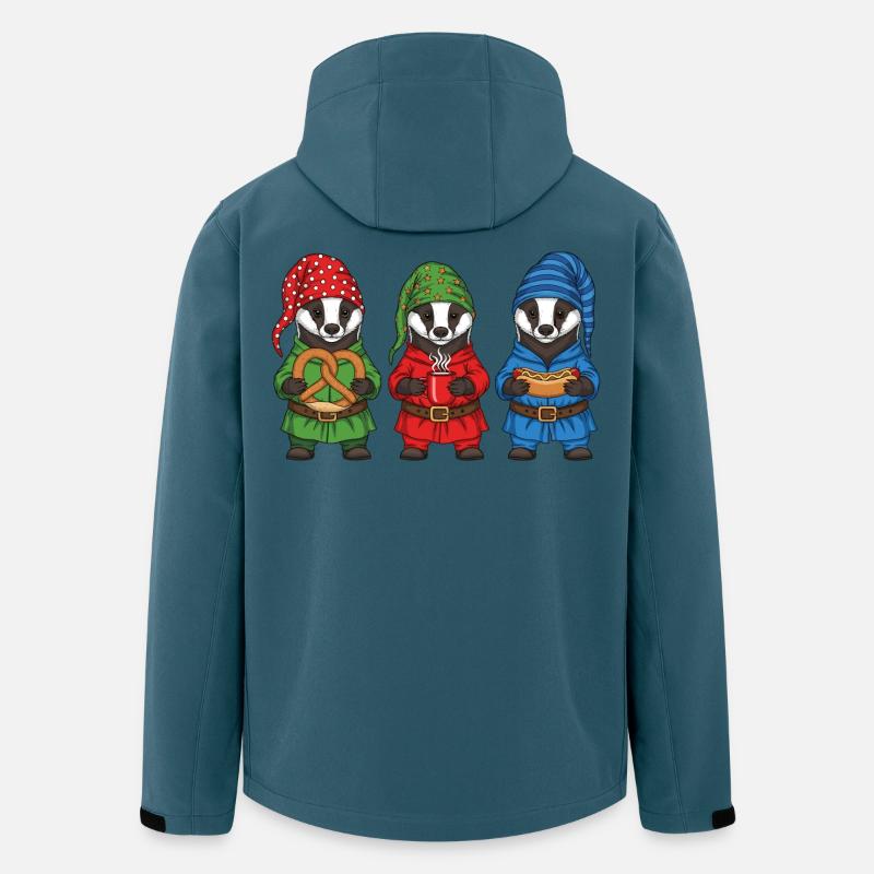 Europäischer Dachs Merry Christmas Cooles Geschenk - Recycelte Männer Softshell-Jacke von Stanley/Stella - Dunkles Petrol