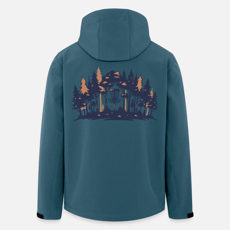 Disc-Golf-Szene Wald-Korb-Silhouette - Recycelte Männer Softshell-Jacke von Stanley/Stella - Dunkles Petrol