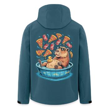 Capybara chill zone - pizza, soda, relaxation - Men’s Recycled Softshell Jacket by Stanley/Stella - stargazer - Back - AI Model Male 185 light (185cm)
