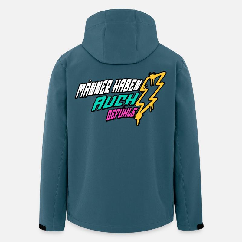 Retro-Blitz-Design Lustige Sprüche - Männergefühle - Recycelte Männer Softshell-Jacke von Stanley/Stella - Dunkles Petrol