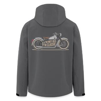Icône de moto avec déclaration - Veste softshell homme en polyester recyclé Stanley/Stella - bleu pétrole foncé - Dos - AI Model Male 185 light (185cm)