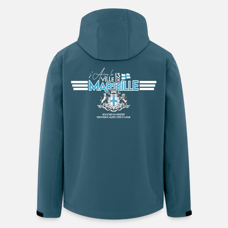 J'aime Marseille - Veste softshell homme en polyester recyclé Stanley/Stella - bleu pétrole foncé