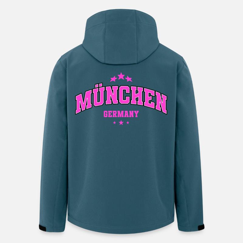 München Germany – Pink College Style - Recycelte Männer Softshell-Jacke von Stanley/Stella - Dunkles Petrol