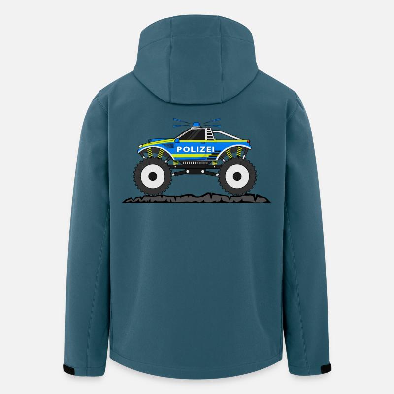 Monstertruck Polizei Blau Gelb - Recycelte Männer Softshell-Jacke von Stanley/Stella - Dunkles Petrol