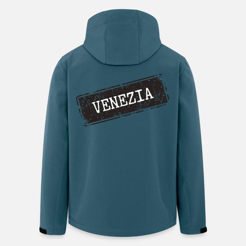 Venezia Städteweltkarte Design - Recycelte Männer Softshell-Jacke von Stanley/Stella - Dunkles Petrol