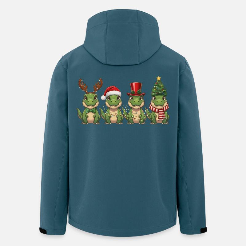T-Rex Weihnachtsmann Weihnachtsbeleuchtung - Recycelte Männer Softshell-Jacke von Stanley/Stella - Dunkles Petrol
