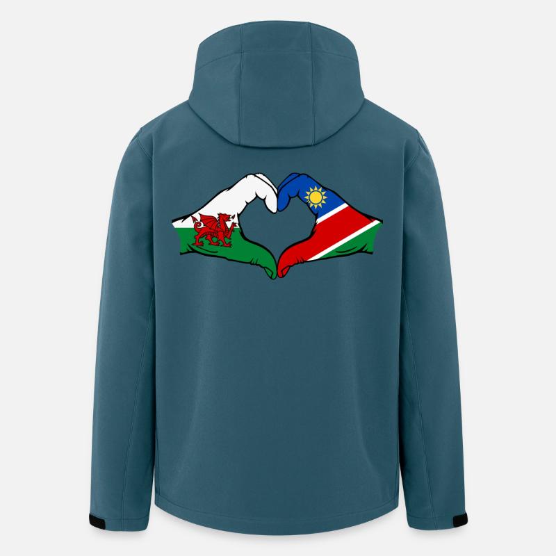 Wales Namibia Flagge Hände Herzform - Recycelte Männer Softshell-Jacke von Stanley/Stella - Dunkles Petrol
