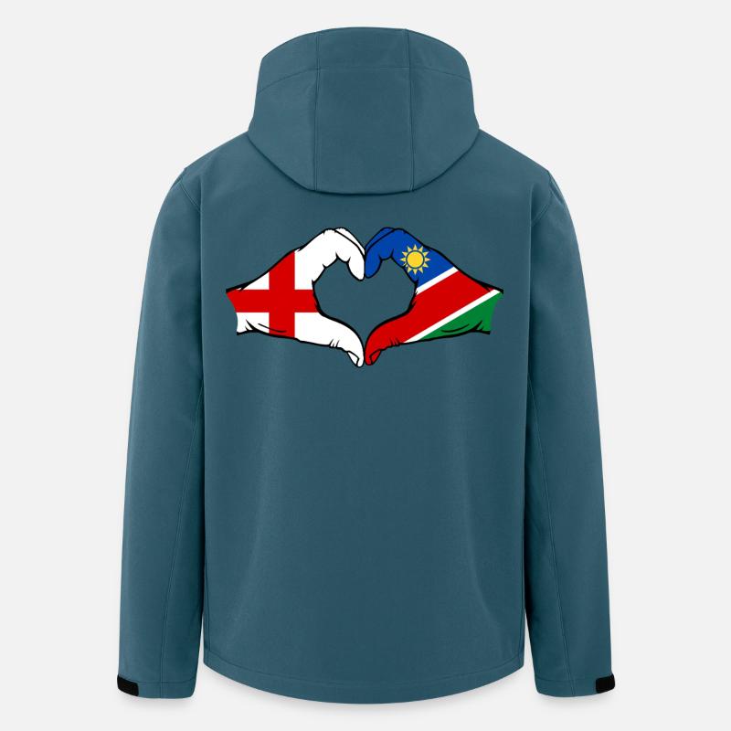 England Namibia Flag Hands Heart - Men’s Recycled Softshell Jacket by Stanley/Stella - stargazer