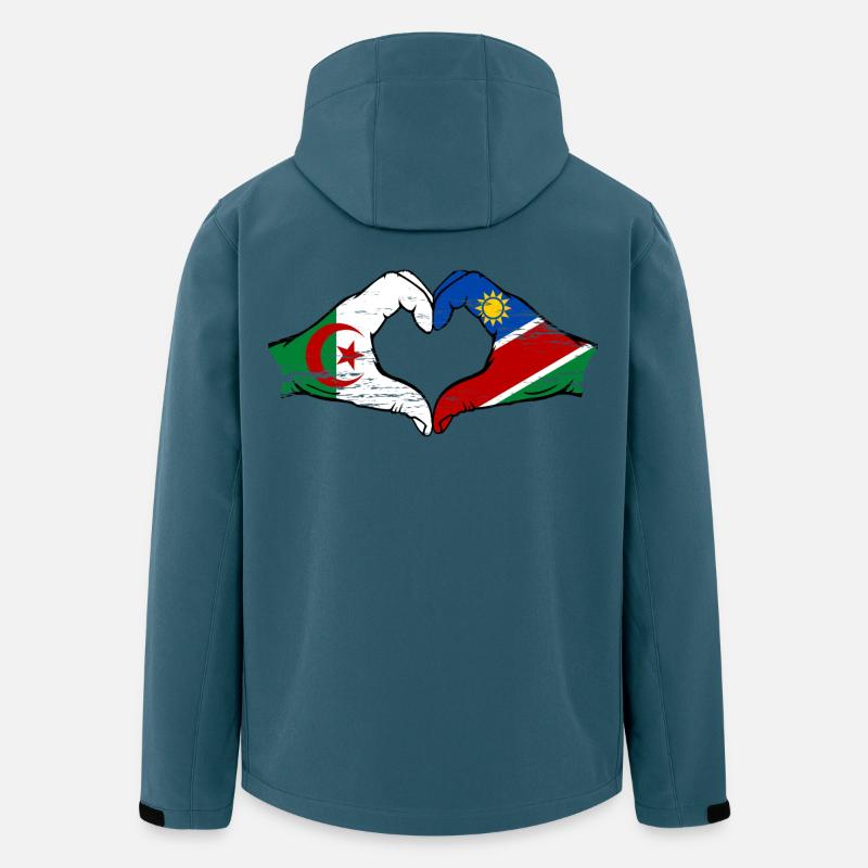 Algerien Namibia Flagge Hände Herzform used - Recycelte Männer Softshell-Jacke von Stanley/Stella - Dunkles Petrol