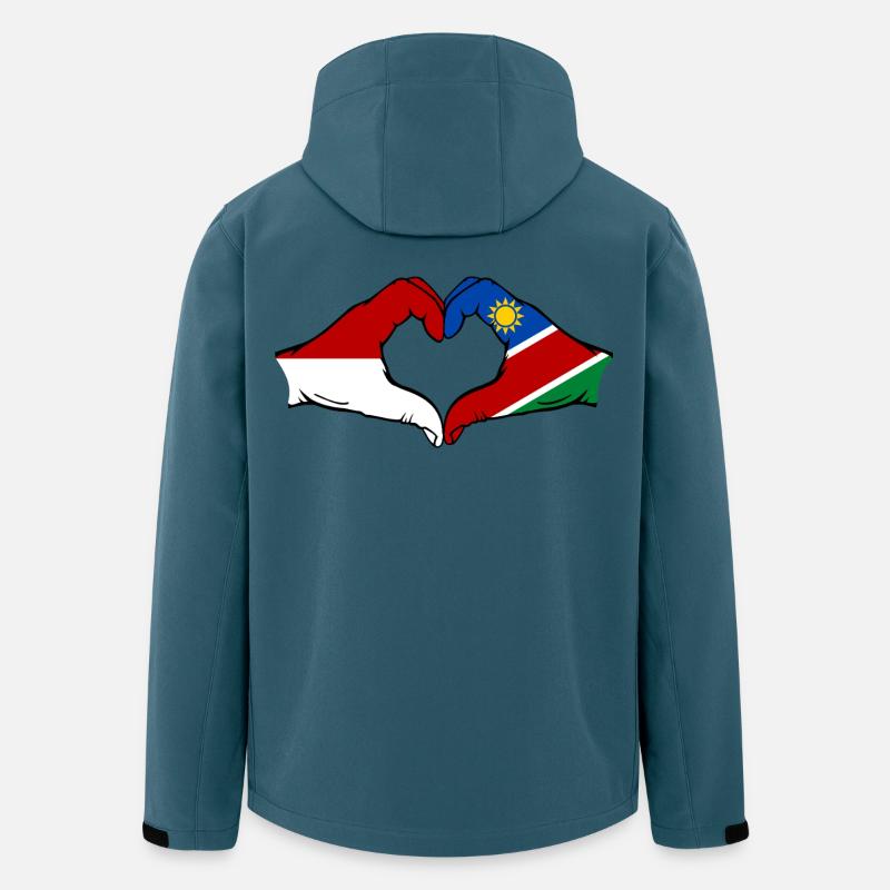 Indonesien_Namibia_Flagge_Haende_Herzform - Veste softshell homme en polyester recyclé Stanley/Stella - bleu pétrole foncé