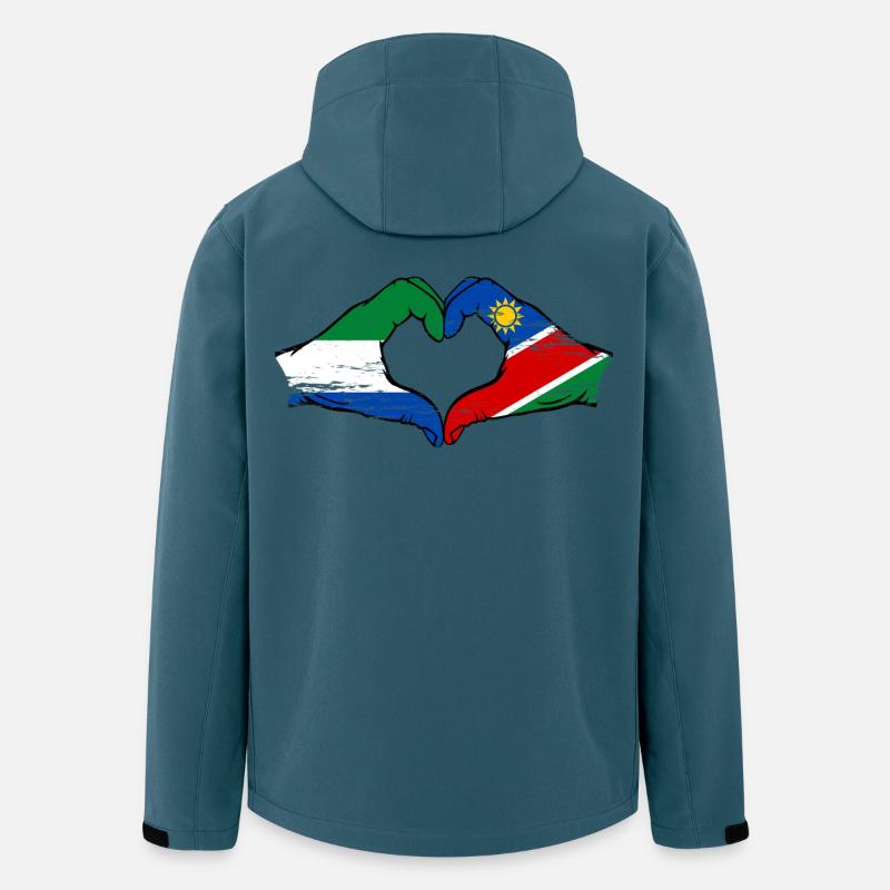 Sierra_Leone_Namibia_Flagge_Haende_Herzform_use - Veste softshell homme en polyester recyclé Stanley/Stella - bleu pétrole foncé