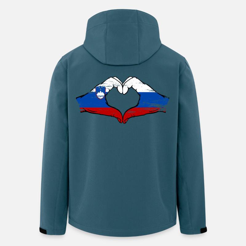 Slovénie Russie Drapeau Coeur - Veste softshell homme en polyester recyclé Stanley/Stella - bleu pétrole foncé