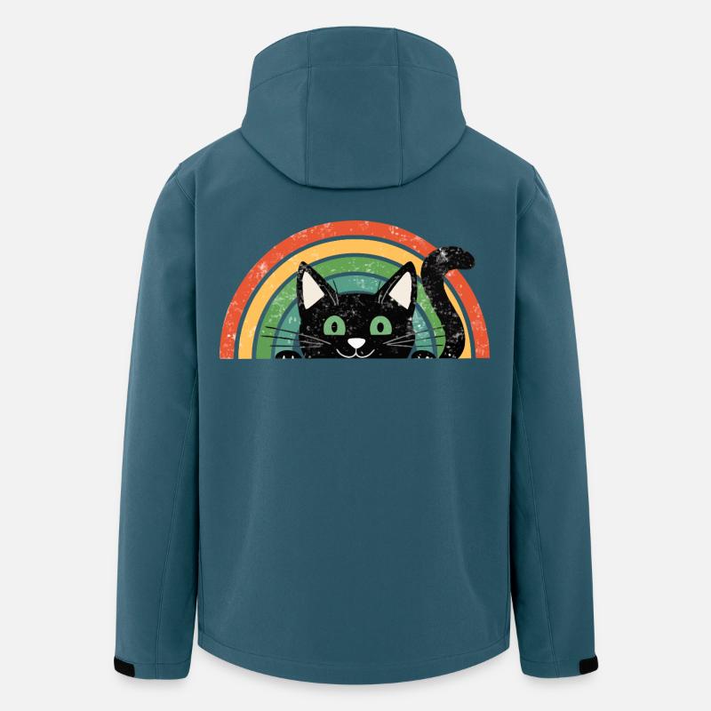 Schwarze Katze im Regenbogen Retro Rainbow Cats - Recycelte Männer Softshell-Jacke von Stanley/Stella - Dunkles Petrol