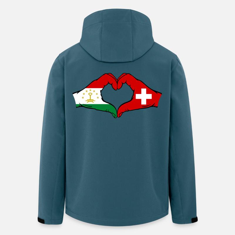 Schweiz Tadschikistan Flaggenherz  - Recycelte Männer Softshell-Jacke von Stanley/Stella - Dunkles Petrol
