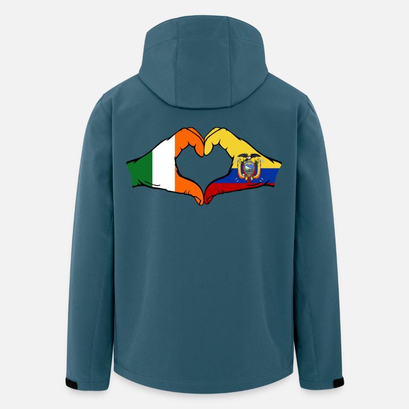Cœur du drapeau Irlande Équateur - Veste softshell homme en polyester recyclé Stanley/Stella - bleu pétrole foncé