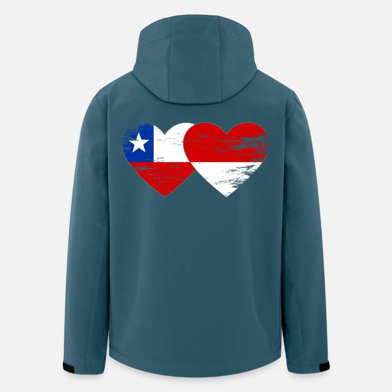 Chile Polen Flagge Herz used - Recycelte Männer Softshell-Jacke von Stanley/Stella - Dunkles Petrol