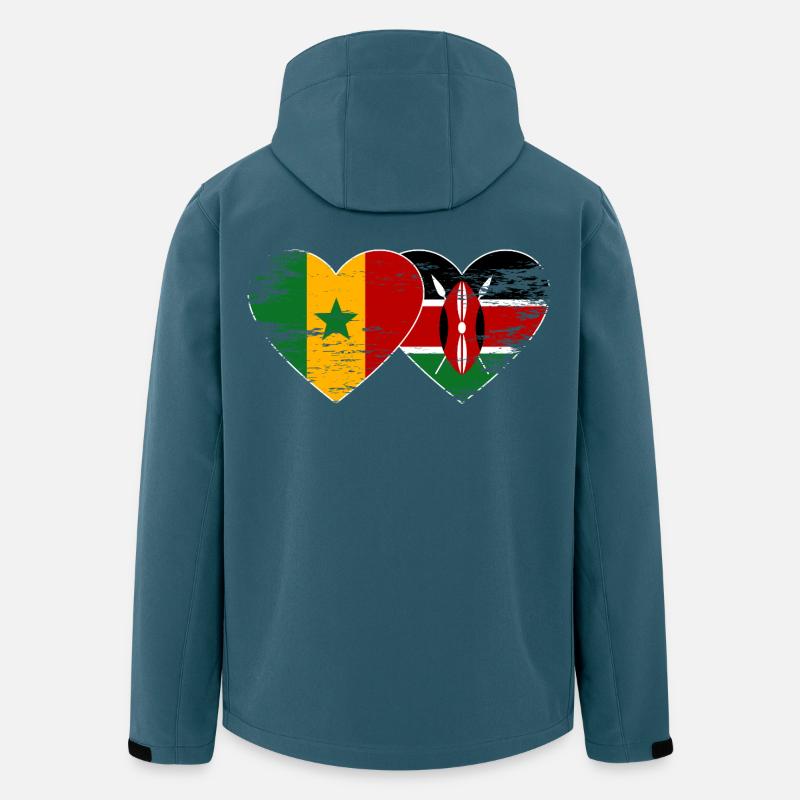 Senegal_Kenia_Flagge_Herz_used - Recycelte Männer Softshell-Jacke von Stanley/Stella - Dunkles Petrol