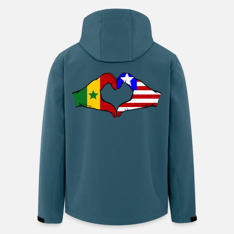 Senegal_Liberia_Flagge_Haende_Herzform - Recycelte Männer Softshell-Jacke von Stanley/Stella - Dunkles Petrol