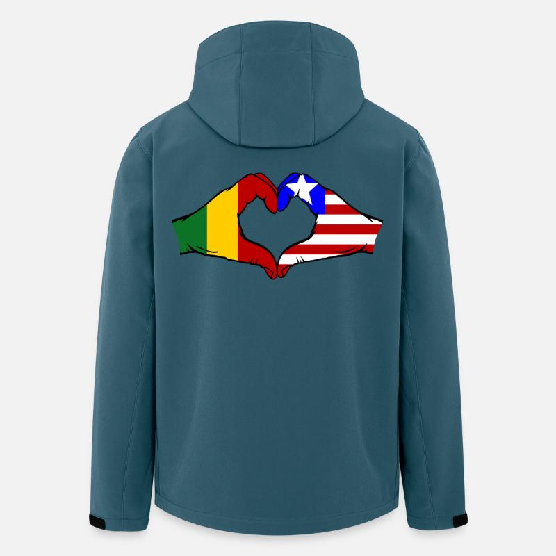 Mali_Liberia_Flagge_Haende_Herzform - Recycelte Männer Softshell-Jacke von Stanley/Stella - Dunkles Petrol
