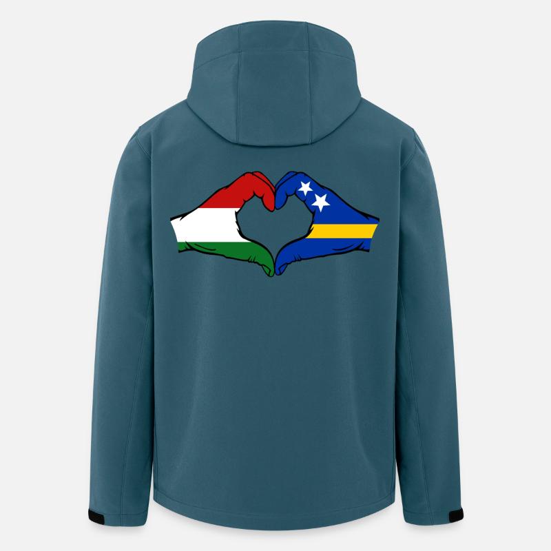 Ungarn_Curaçao_Flagge_Haende_Herzform - Veste softshell homme en polyester recyclé Stanley/Stella - bleu pétrole foncé