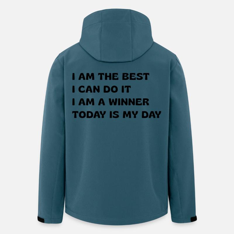 Kraftvolle Affirmationen - Recycelte Männer Softshell-Jacke von Stanley/Stella - Dunkles Petrol