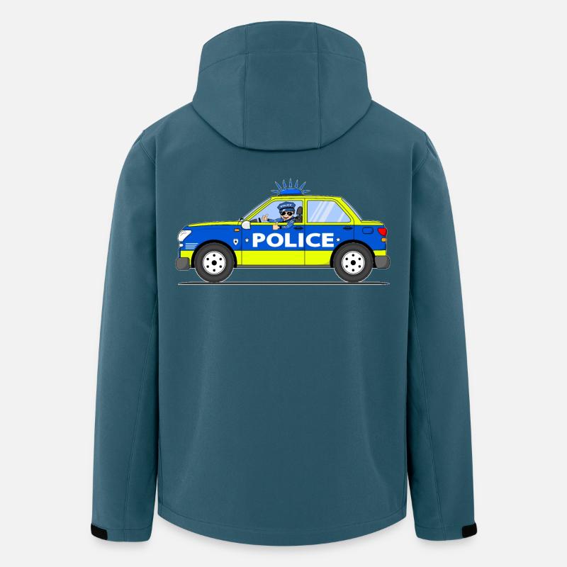 Polizeiauto mit Polizist Blau und Gelb - Recycelte Männer Softshell-Jacke von Stanley/Stella - Dunkles Petrol