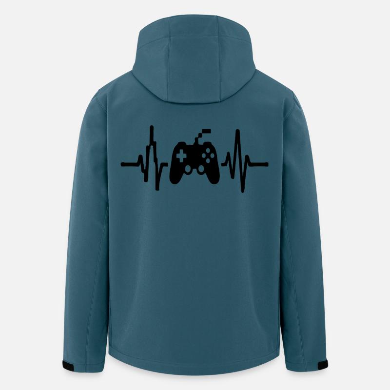 Heartbeat Gamer, Gamecontroller Strichzeichnung Design - Recycelte Männer Softshell-Jacke von Stanley/Stella - Dunkles Petrol