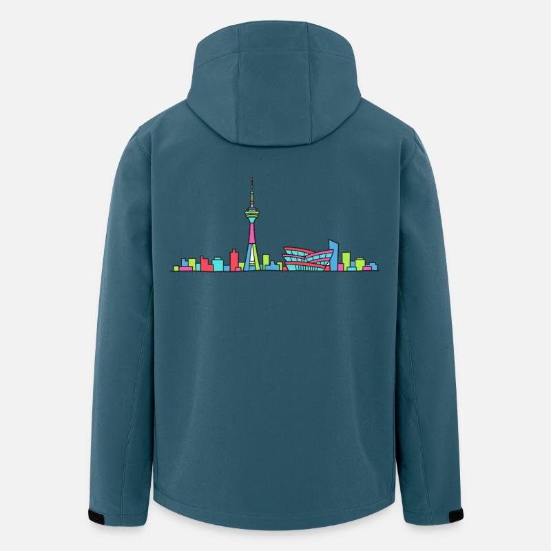 Stuttgarter Stadtskyline Fernsehturm Moderne Linienzeichnung - Recycelte Männer Softshell-Jacke von Stanley/Stella - Dunkles Petrol
