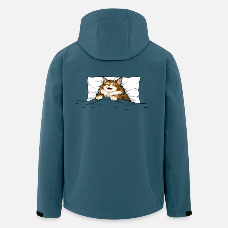 Sovande katt – Söt kramdjursdesign - Softshelljacka herr i återvunnen polyester Stanley/Stella - mörk petrol