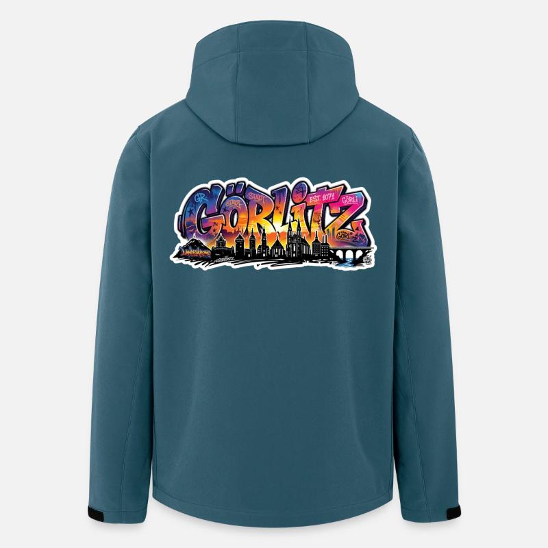 Görlitz  Skyline Graffiti-Sehenswürdigkeiten - Recycelte Männer Softshell-Jacke von Stanley/Stella - Dunkles Petrol