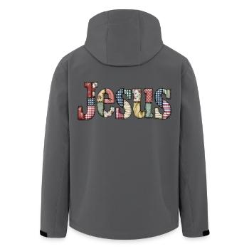 Patchwork Jesus Schriftzug - Recycelte Männer Softshell-Jacke von Stanley/Stella - Dunkles Petrol - Hinten - AI Model Male 185 light (185cm)