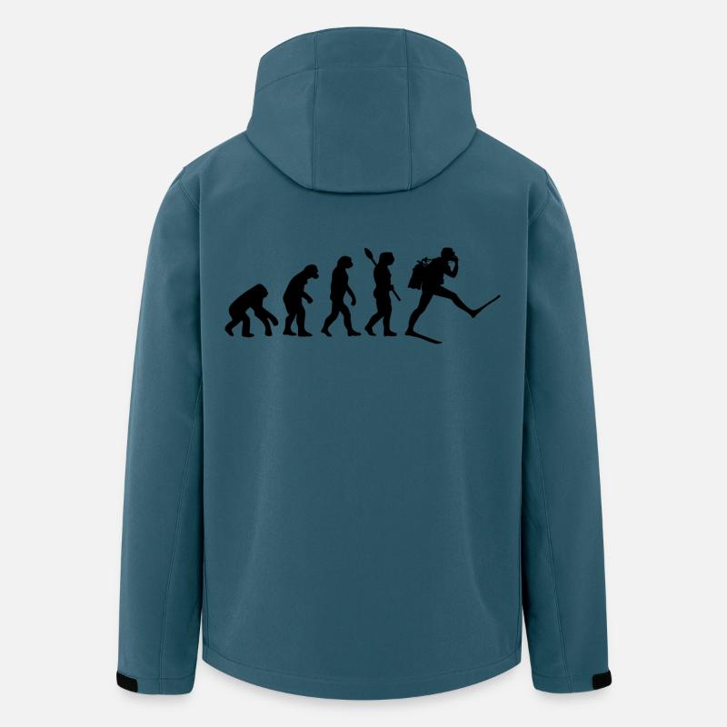 Plongeur Funny Human Evolution - Veste softshell homme en polyester recyclé Stanley/Stella - bleu pétrole foncé