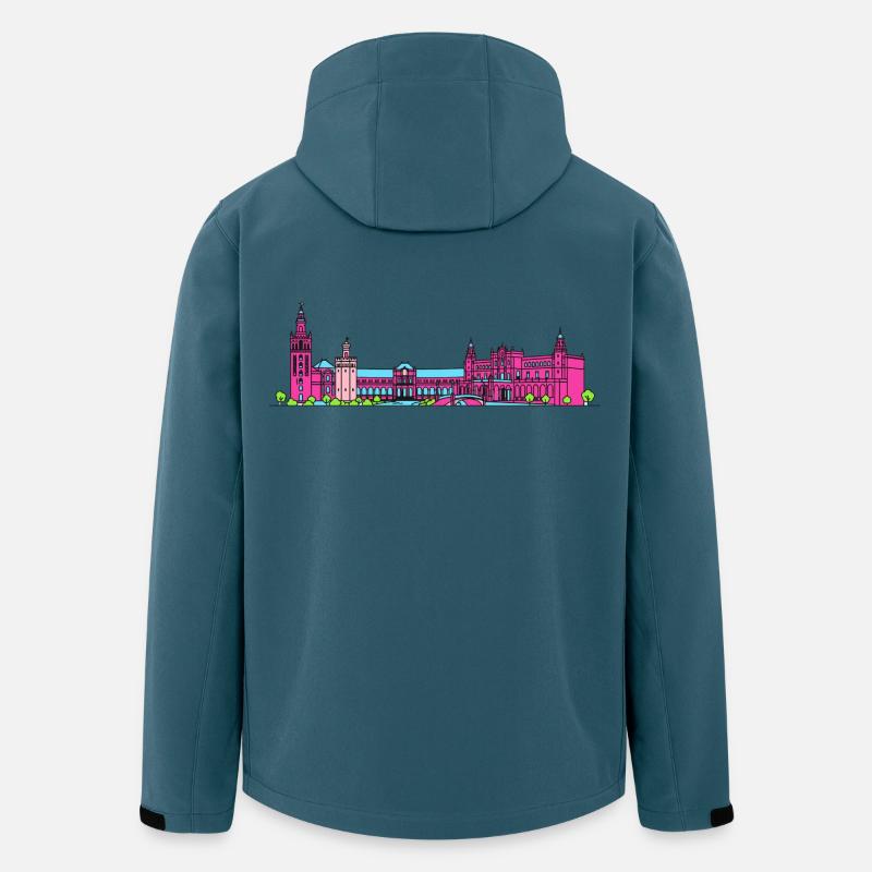 Sevillaer Stadtskyline Plaza de España Linienkunst - Recycelte Männer Softshell-Jacke von Stanley/Stella - Dunkles Petrol
