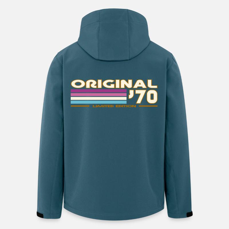 Originale Retro-Streifen der 70er - Recycelte Männer Softshell-Jacke von Stanley/Stella - Dunkles Petrol