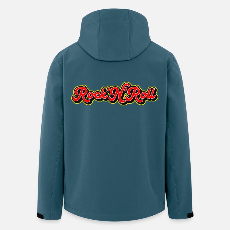 Retro rock 'n' roll-typografi - Stanley/Stella herre softshelljakke i genanvendt polyester - mørk petrol