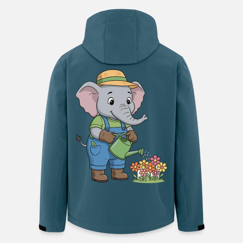 Skurriles Elefanten-Gartendesign - Recycelte Männer Softshell-Jacke von Stanley/Stella - Dunkles Petrol