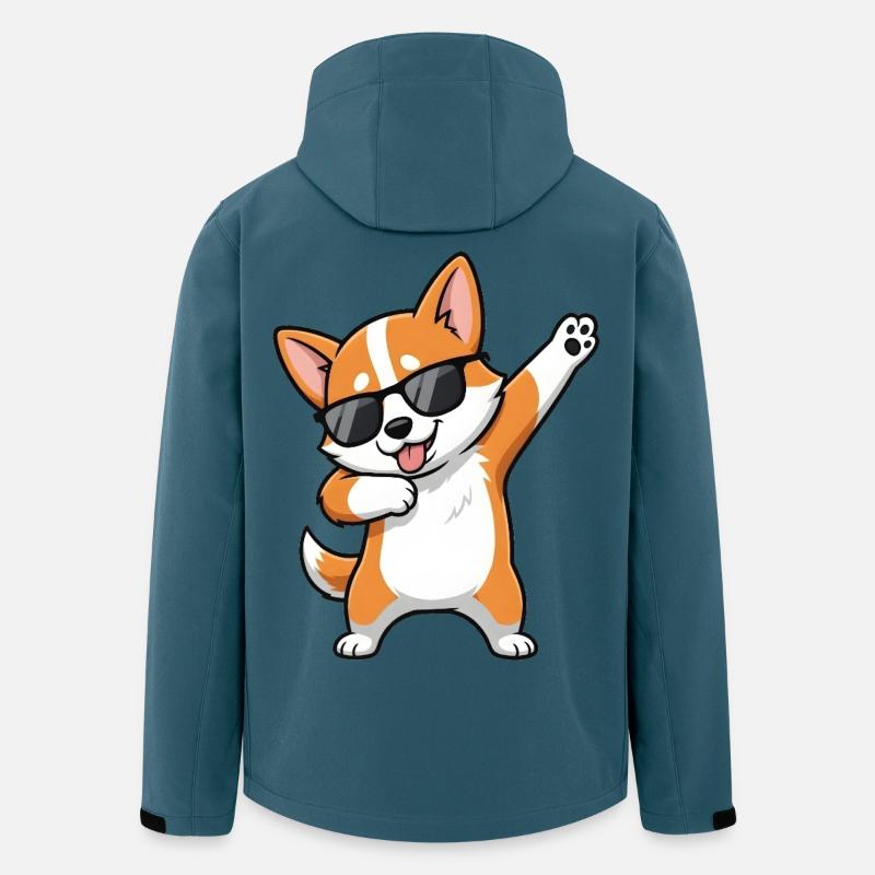 Dabbing Corgi - Recycelte Männer Softshell-Jacke von Stanley/Stella - Dunkles Petrol