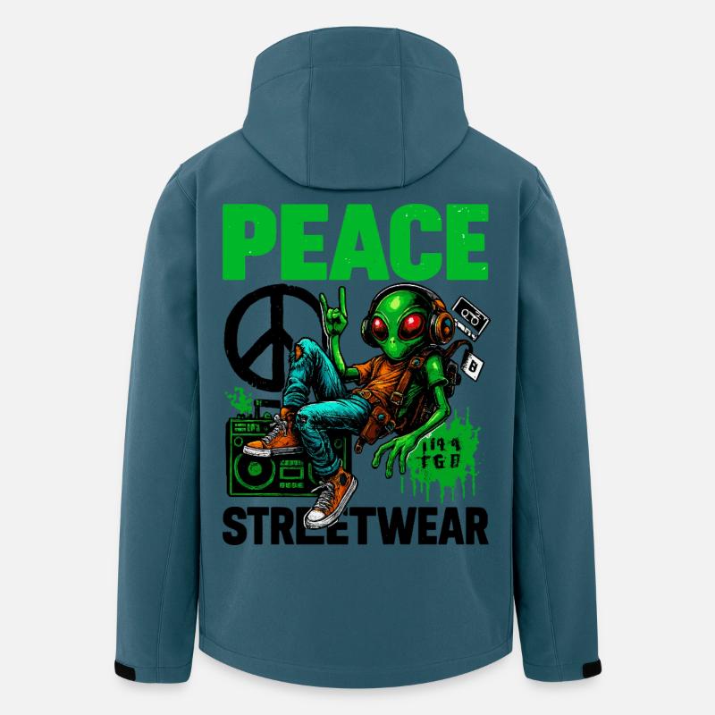 Alien mit Peace-Boombox - Recycelte Männer Softshell-Jacke von Stanley/Stella - Dunkles Petrol