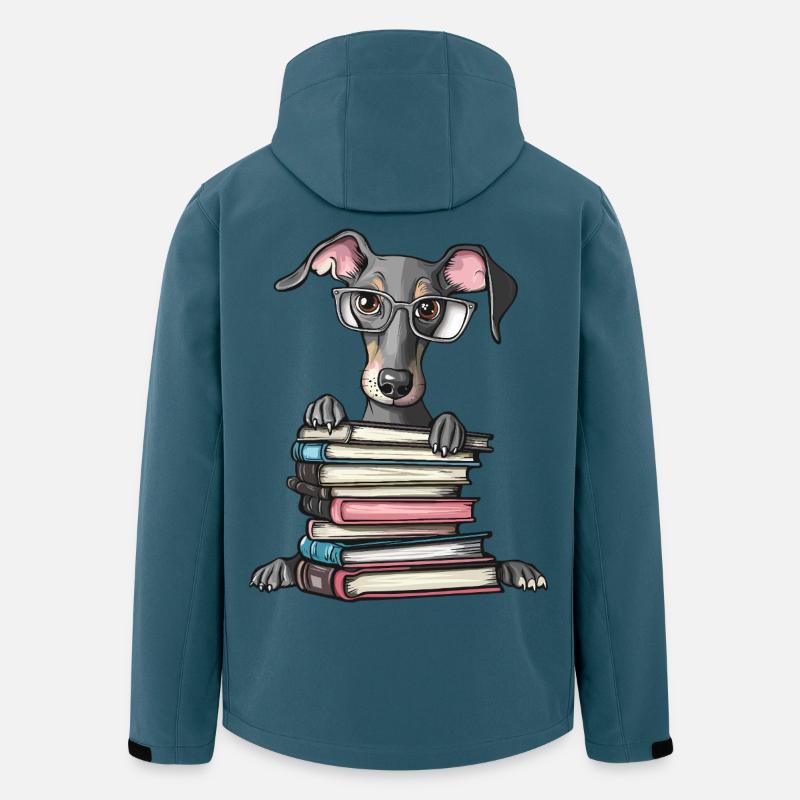 Süßes Windhund-Lesebuch mit Brille - Recycelte Männer Softshell-Jacke von Stanley/Stella - Dunkles Petrol
