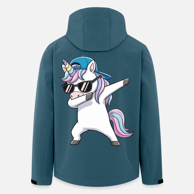 Coole Dabbing Einhorn-Sonnenbrille Cartoon-Kunst - Recycelte Männer Softshell-Jacke von Stanley/Stella - Dunkles Petrol