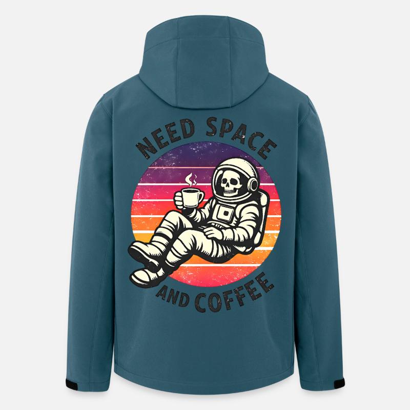 Astronaute squelette spatial et café - Veste softshell homme en polyester recyclé Stanley/Stella - bleu pétrole foncé