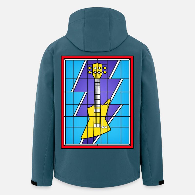 Guitare électrique jaune en vitrail - Veste softshell homme en polyester recyclé Stanley/Stella - bleu pétrole foncé