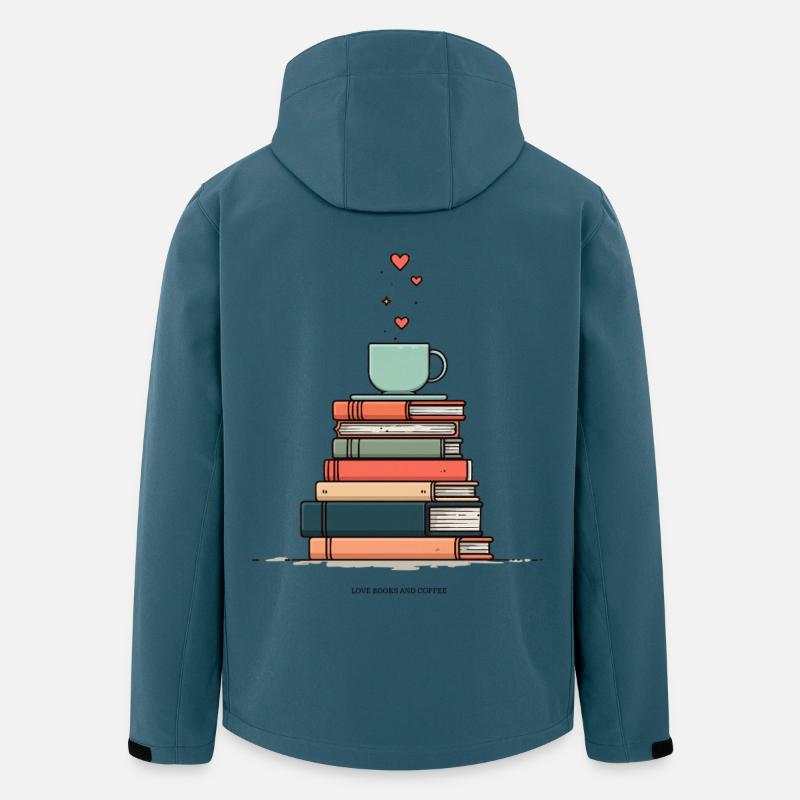 Bücherstapel & Kaffeetasse - Recycelte Männer Softshell-Jacke von Stanley/Stella - Dunkles Petrol