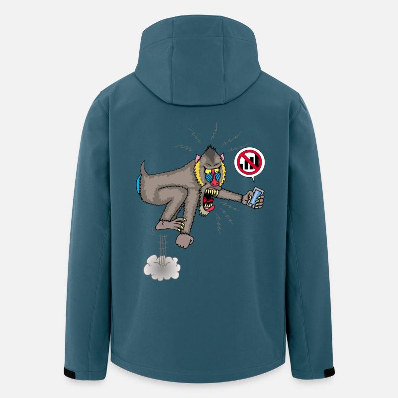 Singe et téléphone portable - Veste softshell homme en polyester recyclé Stanley/Stella - bleu pétrole foncé