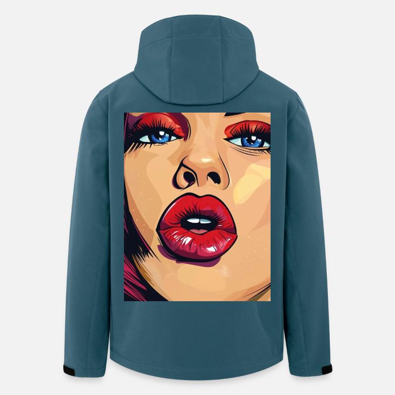 Pop-Art Lippenstift Blick - Recycelte Männer Softshell-Jacke von Stanley/Stella - Dunkles Petrol