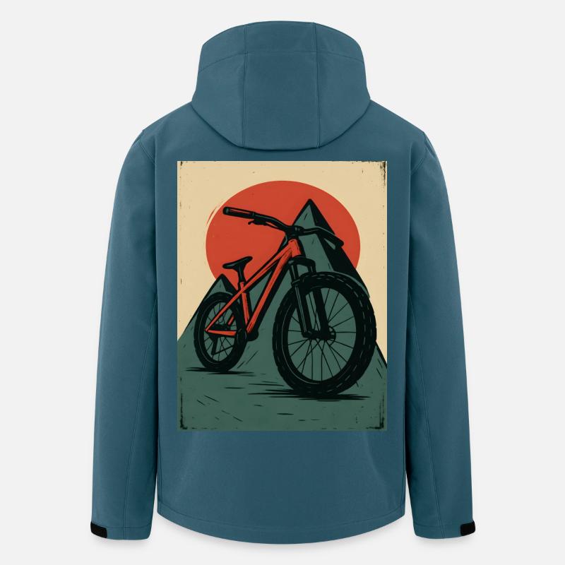 VTT avec soleils et pyramide - Veste softshell homme en polyester recyclé Stanley/Stella - bleu pétrole foncé