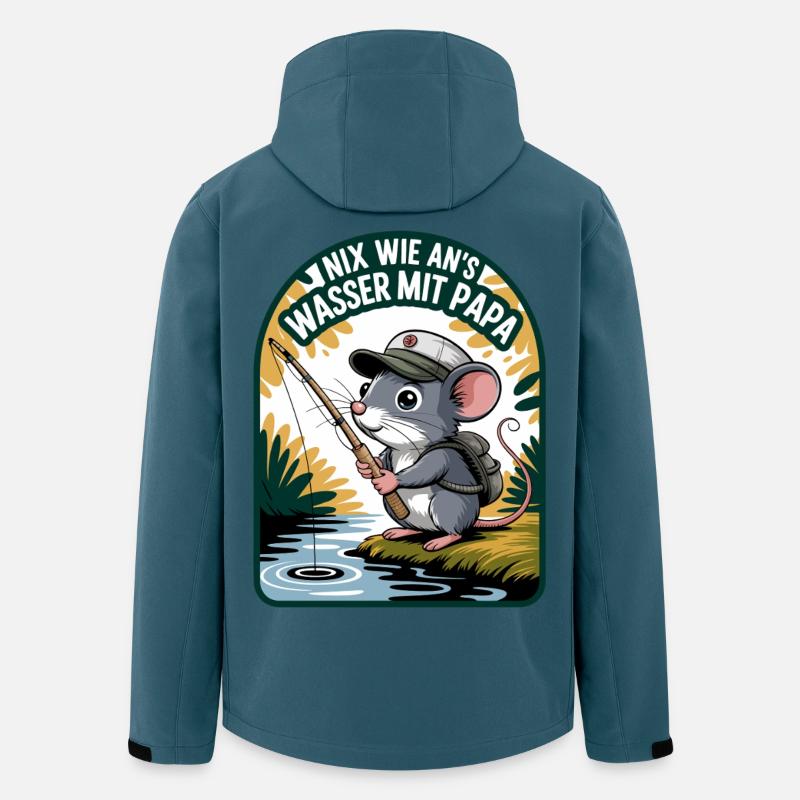 Maus am Wasser mit Papa - Recycelte Männer Softshell-Jacke von Stanley/Stella - Dunkles Petrol