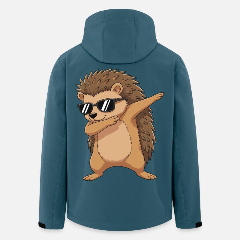 Cool Dabbing Hedgehog Sunglasses Cartoon Art - Men’s Recycled Softshell Jacket by Stanley/Stella - stargazer