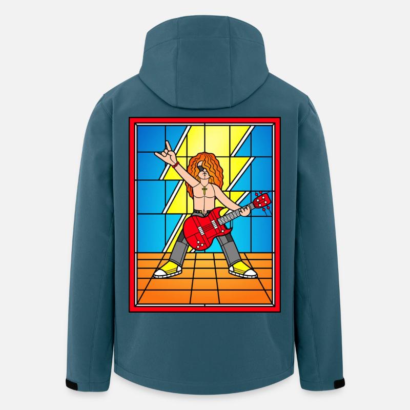 Buntglas-Rocker mit roter Gitarre - Recycelte Männer Softshell-Jacke von Stanley/Stella - Dunkles Petrol