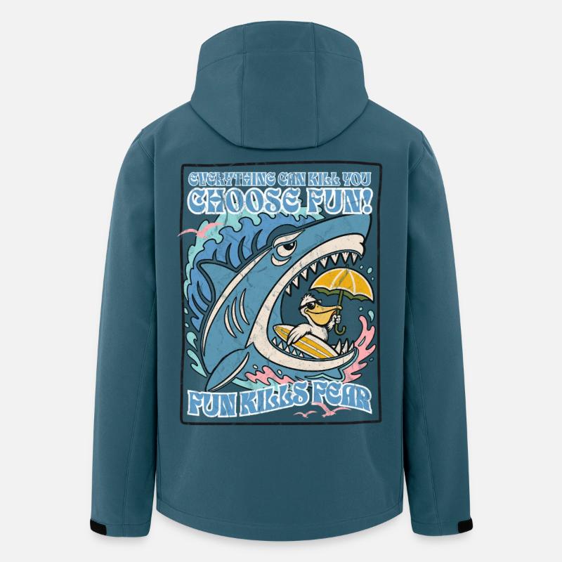 Choose Fun! – Shark & Pelican Vintage Surf Tee - Recycelte Männer Softshell-Jacke von Stanley/Stella - Dunkles Petrol